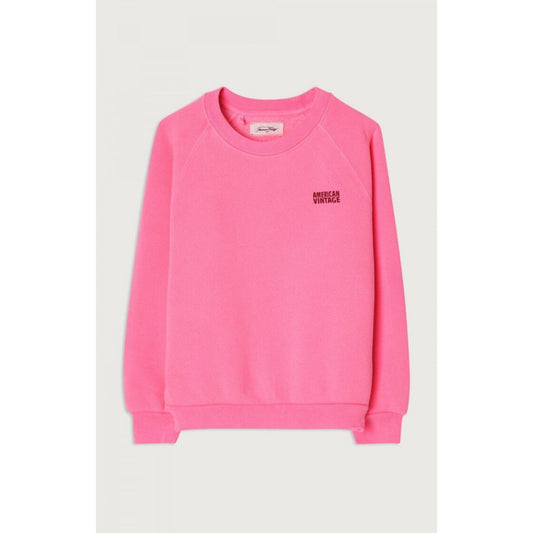 AMERICAN VINTAGE - SWEAT ML COL ROND ROSE FLUO 3-6