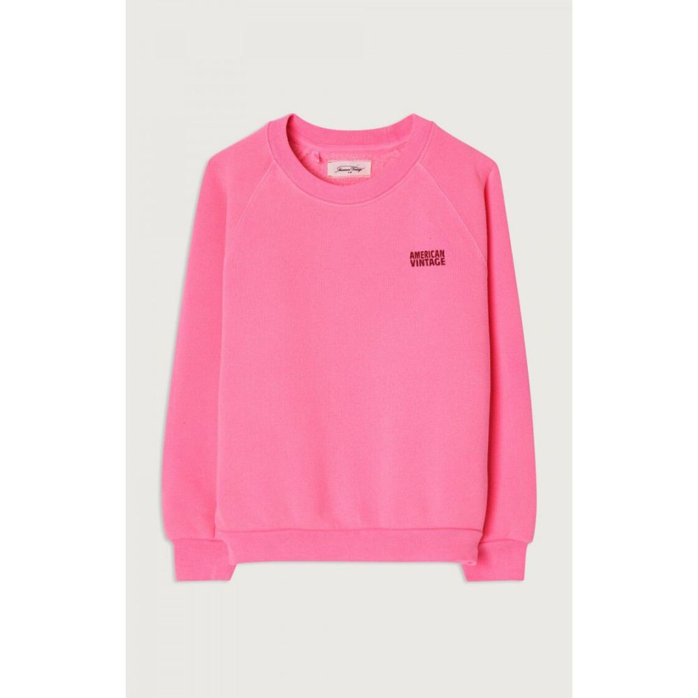 AMERICAN VINTAGE - SWEAT ML COL ROND ROSE FLUO 7+