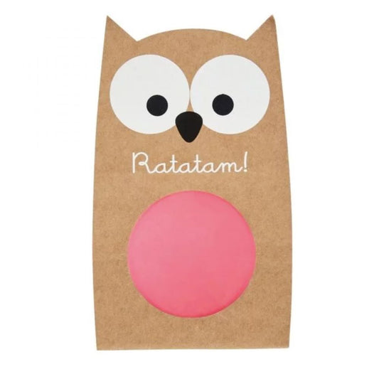 RATATAM - BALLE REBONDISSANTE HIBOU ROSE FLUO 57MM