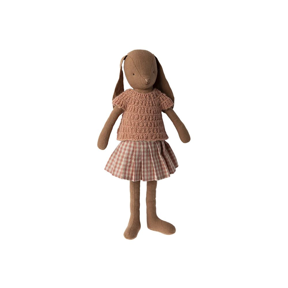 MAILEG - BUNNY TAILLE 3, MARRON CHOCOLAT -TRICOT ET JUPE