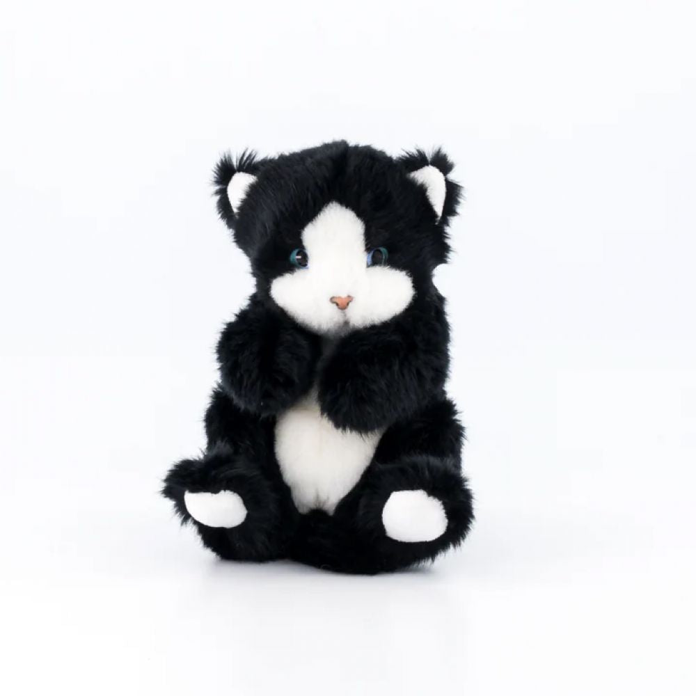 LA PELUCHERIE - CHAT GUSTAVE NOIR ET BLANC 25CM