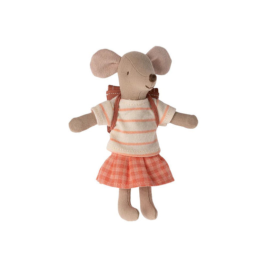 MAILEG - SOURIS TRICYCLE GRANDE SOEUR - CORAIL
