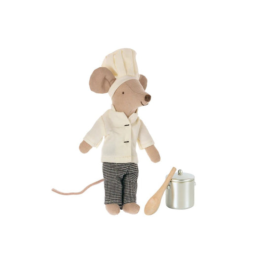 SOURIS CHEF CUISINIER AVEC MARMITE ET CUILLERE -Maileg