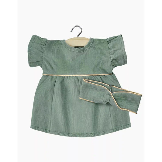 MINIKANE - GORDIS - ROBE DAISY EN MILLERAIE VERT SAUGE ET SON HEADBAND CROISE