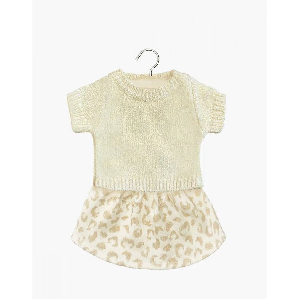 MINIKANE - GORDIS - ENSEMBLE PULL PAULA CREME ET JUPE REJANE EN MOLLETON FELINE