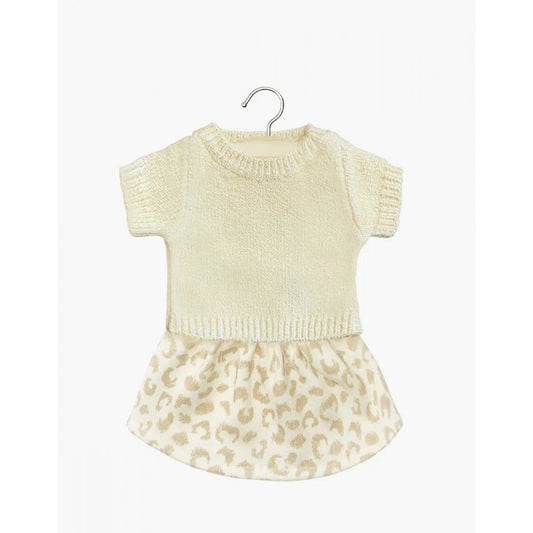 MINIKANE - GORDIS - ENSEMBLE PULL PAULA CREME ET JUPE REJANE EN MOLLETON FELINE