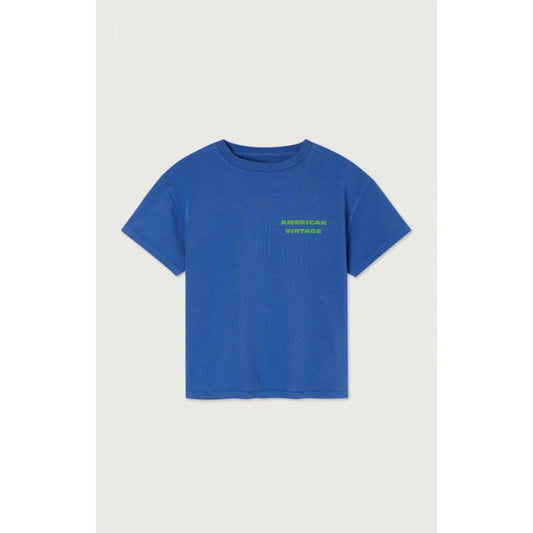 T-SHIRT DROIT MC COL ROND IMPRIME COBALT VINTAGE 3-6