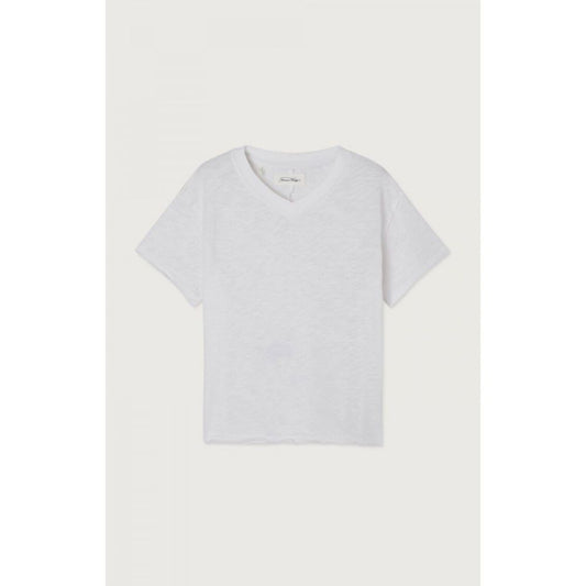 AMERICAN VINTAGE - T-SHIRT MC COL V BLANC 7+