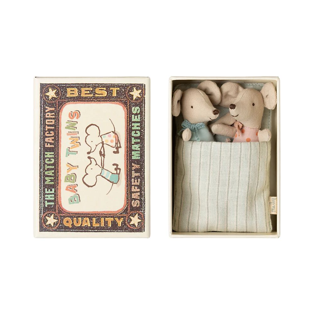 JUMEAUX BEBES SOURIS ET LEUR BOITE ASSORTIE -Maileg