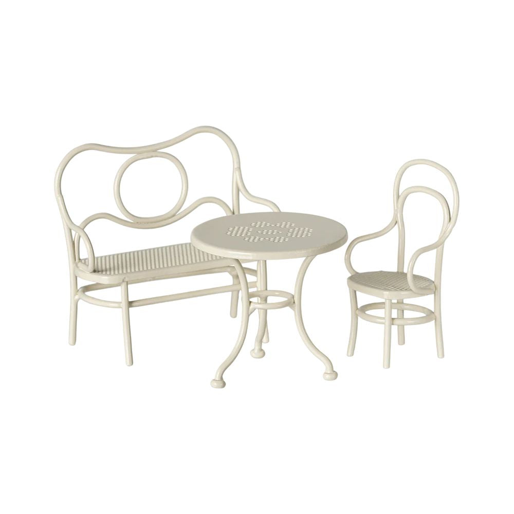 TABLE, BANC ET CHAISE BLANC SOURIS -Maileg