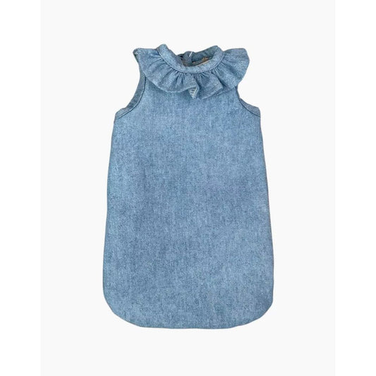 TURBULETTE POUPEE A COLLERETT EN JEAN BLEU CLAIR