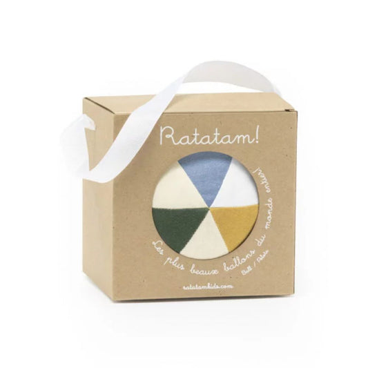 BALLE TISSUS BEBE MOUTARDE - 10CM -Ratatam