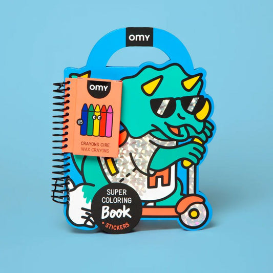 SUPER COLORING & STICKERS BOOK - DINO