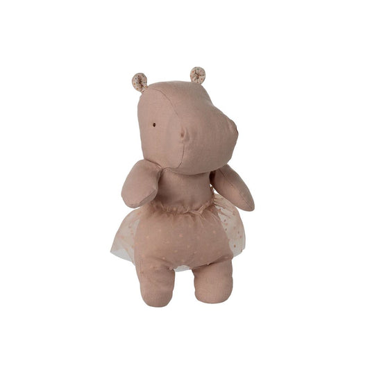 MAILEG - SAFARI FRIENDS, HIPPO, SMALL - AVEC JUPE SOFT ROSE
