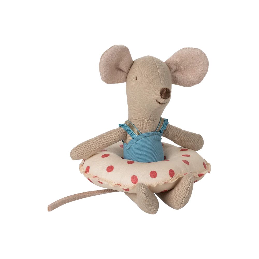 SOURIS A LA PLAGE - SOURIS PETITE SOEUR A POIS ROUGE ET SA BOUEE