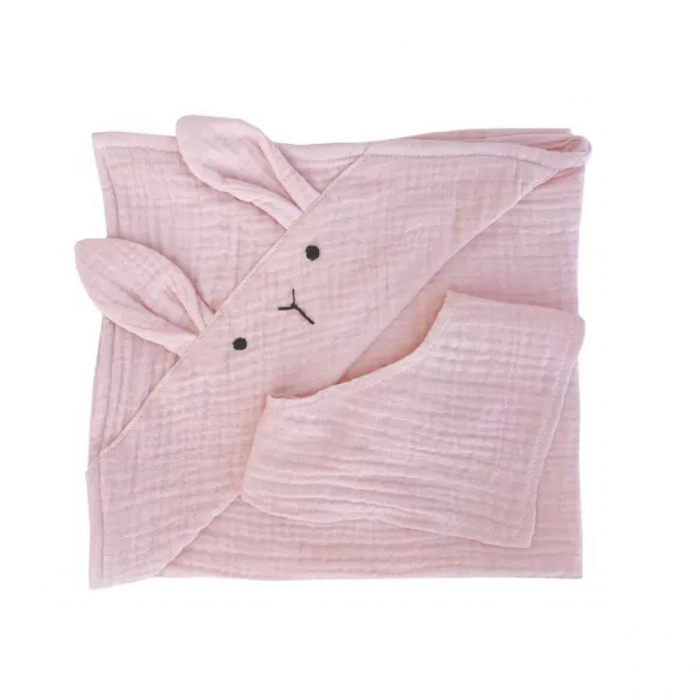 WOOKIDS TOYS - ENSEMBLE SERVIETTE-BANDANA BUNNY BOBBLE ROSE