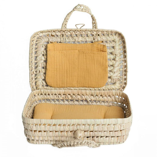 VALISE EN OSIER BOBBLE MOUTARDE