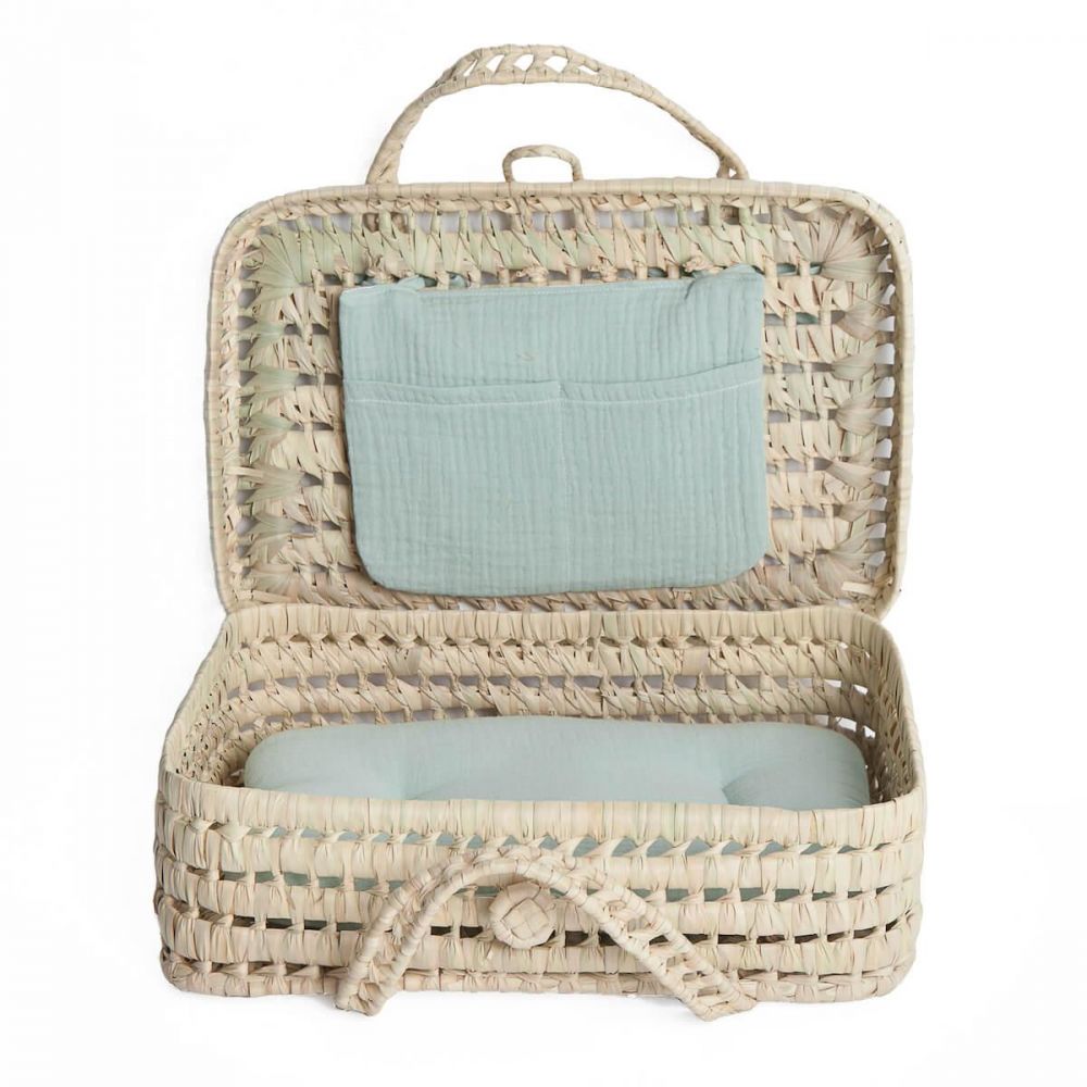 VALISE EN OSIER BOBBLE VERT -Wookids Toys