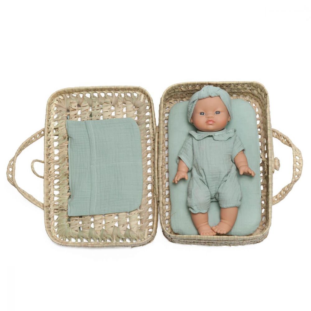 VALISE EN OSIER BOBBLE VERT -Wookids Toys