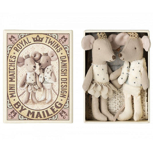 JUMEAUX ROYAUX SOURIS - PETITE SOEUR ET FRERE DANS LEUR BOITE ASSORTIE -Maileg