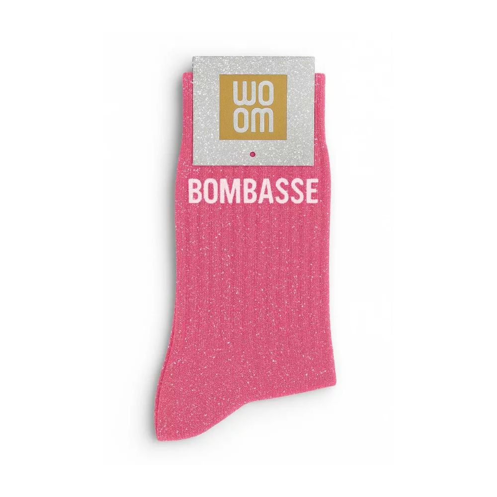 WOOM - CHAUSSETTES "BOMBASSE" A PAILLETTES ROSE BUBBLE