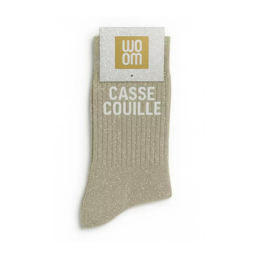 WOOM - CHAUSSETTES "CASSE COUILLE" A PAILETTES VERT AMANDE