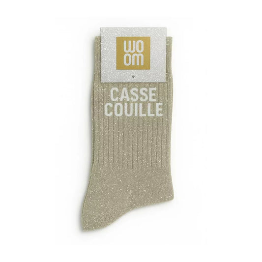 WOOM - CHAUSSETTES "CASSE COUILLE" A PAILETTES VERT AMANDE