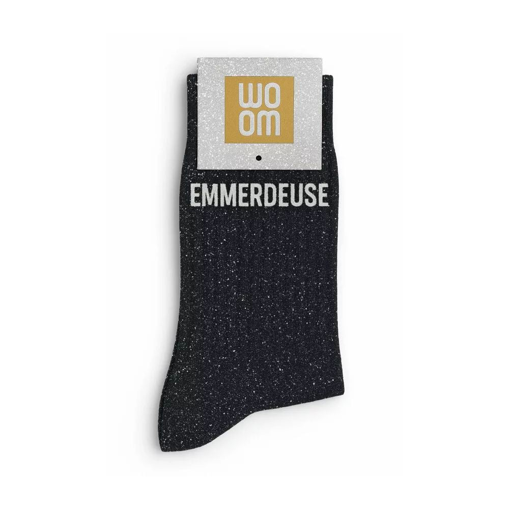 CHAUSSETTES "EMMERDEUSE" A PAILLETTES NOIR -Woom