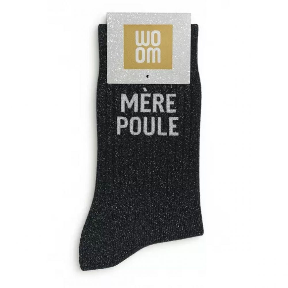 WOOM - CHAUSSETTES "MERE-POULE" A PAILLETTES NOIR
