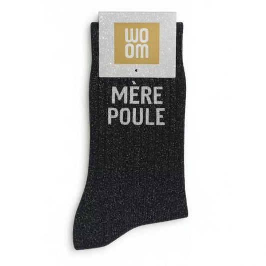 WOOM - CHAUSSETTES "MERE-POULE" A PAILLETTES NOIR