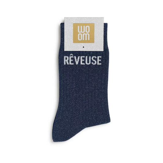 WOOM - CHAUSSETTES  "REVEUSE" A PAILLETTES MARINE