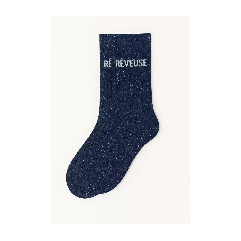 WOOM - CHAUSSETTES  "REVEUSE" A PAILLETTES MARINE