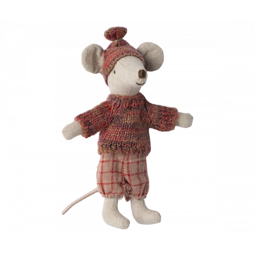 SOURIS EN HIVER SUR SES SKIS, GRAND SOEUR - ROSE -Maileg