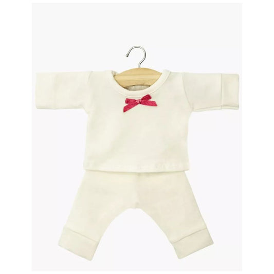 MINIKANE - GORDIS - PYJAMA MORGAN FILLE A MANCHES LONGUES EN JERSEY ECRU AVEC PETIT NOEUD