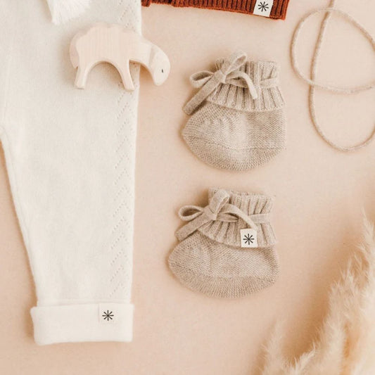 CHAUSSONS BEBE EN CACHEMIRE - ANDREA BEIGE -Luno Tricot