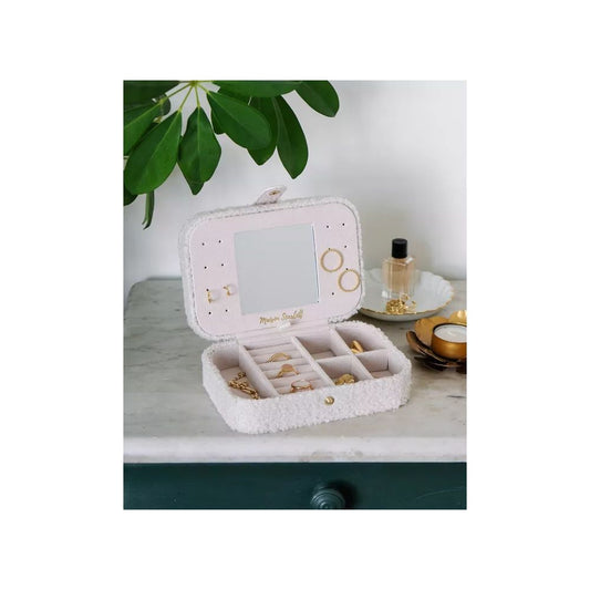 MAISON SCARLETT - BOITE A BIJOUX DE VOYAGE BRIGITTE EN MOUMOUTE BLANC