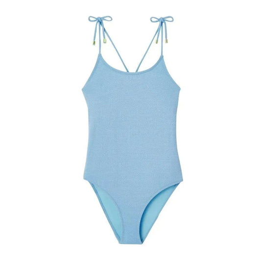 LISON PARIS - MAILLOT FILLE 1 PIECE BAHAMAS LUREX - CIEL