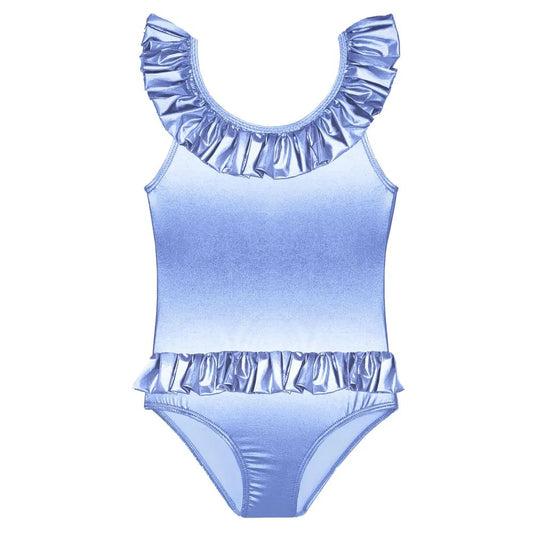 LISON PARIS - MAILLOT FILLE 1 PIECE VENUS - BLEU CIEL IRIDESCENT