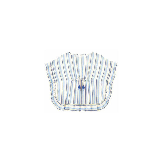 CAFTAN FILLE BAHIA RAYE LUREX BLANC/BLEU/OR -Lison Paris