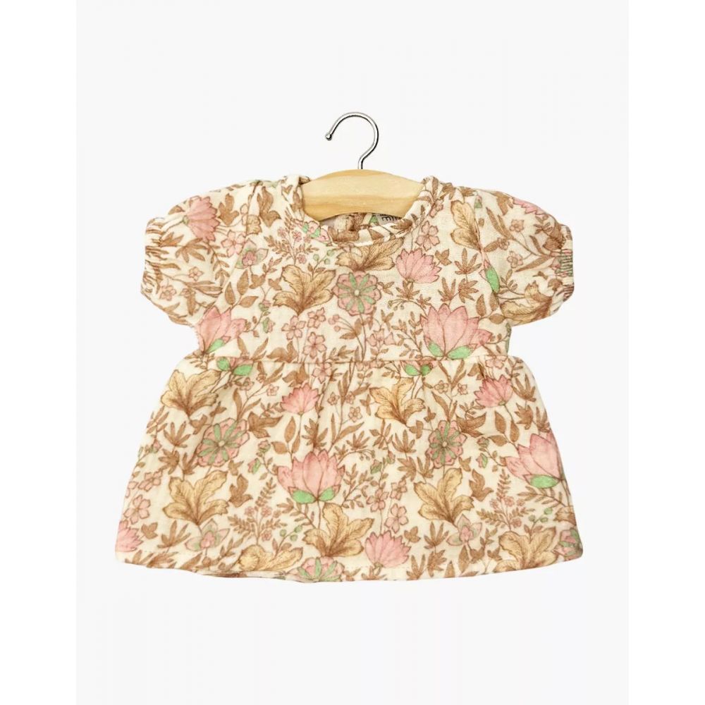 BABIES - ROBE FAUSTINE MANCHES BALLONS EN GAZE DE COTONINDIENNE ROSEE -Minikane