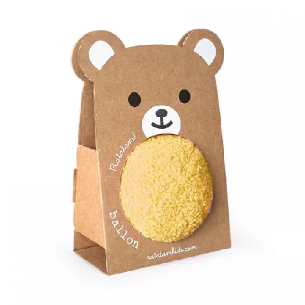 BALLE OURSON PELUCHE JAUNE - 12CM -Ratatam