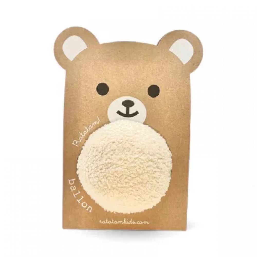 BALLE OURSON PELUCHE BLANC - 12CM -Ratatam