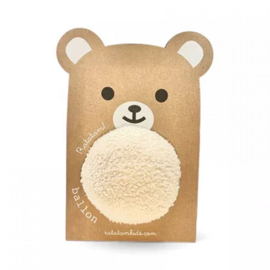 BALLE OURSON PELUCHE BLANC - 12CM -Ratatam