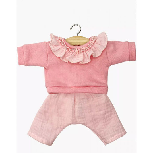 MINIKANE - GORDIS - ENSEMBLE MARION AVEC TOP EN MOLLETON A COLLERETTE ET PANTALON FRAISE