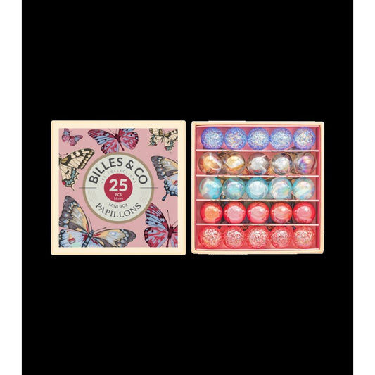 PETIT COFFRET DE BILLES PAPILLONS ANAMORPHIQUE -Billes And Co