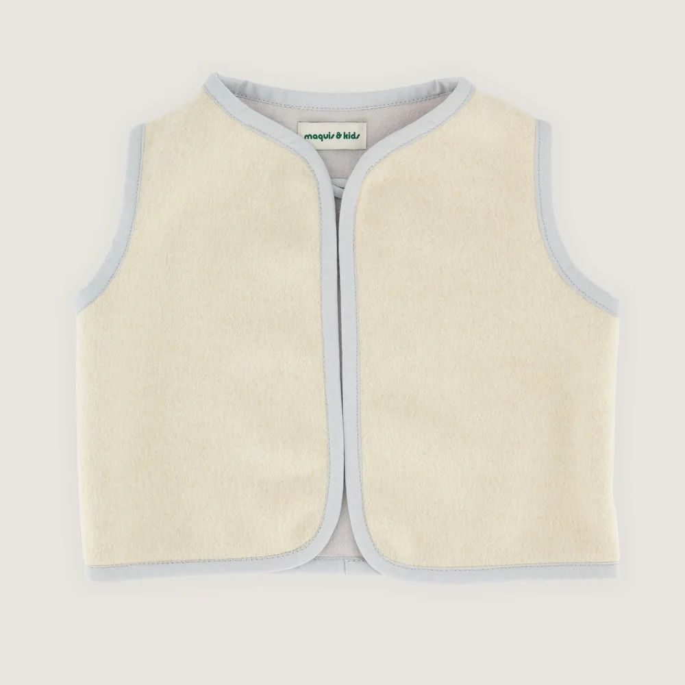 GILET SANS MANCHE - SANDRINO - BEIGE ET GRIS -Maquis & Kids