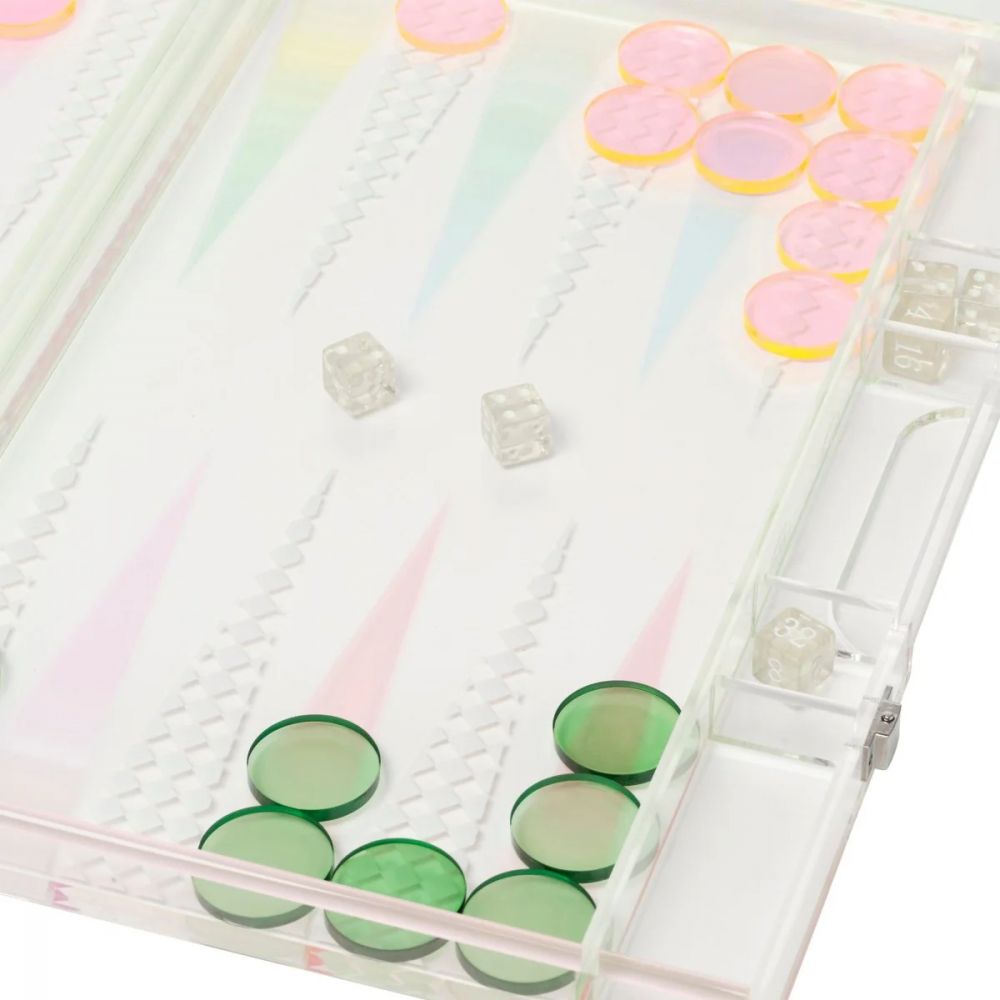 TRAVEL LUCITE BACKGAMMON -Sunny Life