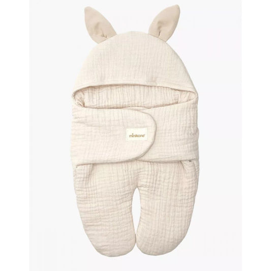 CHANCELIERE POUSSETTE POUPEE JEANNOT EN GAZE DE COTON MASTIC -Minikane
