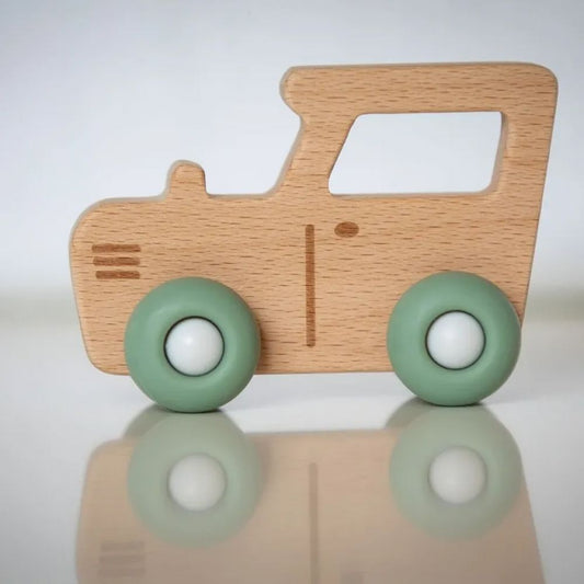 TRACTEUR EN BOIS VERT -Petikids
