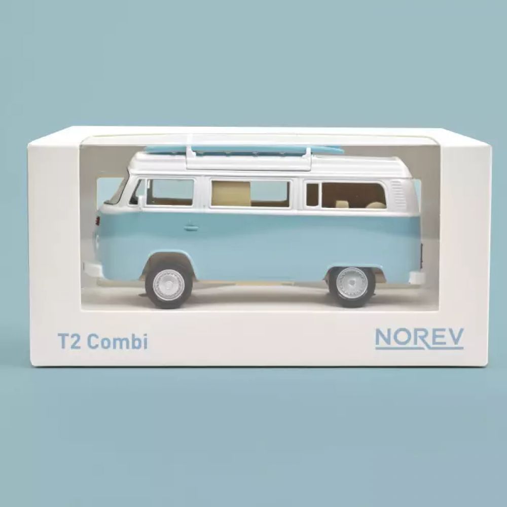 VW COMBI T2B CAMPER VAN 1973 BLEU PASTEL JET-CAR 1/43 - -Norev
